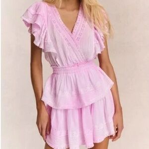 LoveShackFancy Gwen Mini Dress Peony Pink - Size P